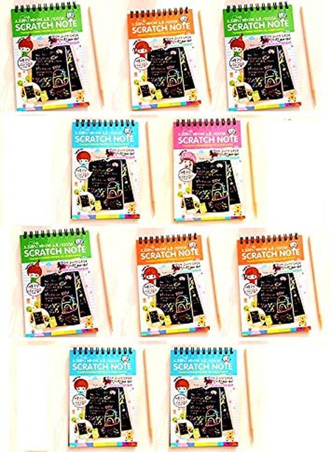 Art Bundle Return Gifts for Birthday for Kids Party Bulk Scratch Note Book, Magic Book Return Gifts for Kids Children Girls, Boys Best, Multicolor (Pack of 10) - Image 1